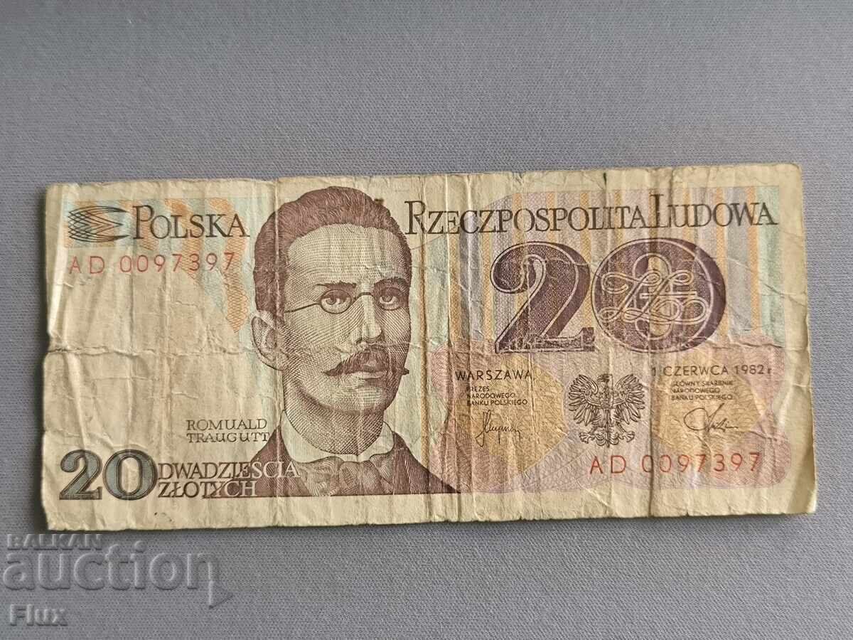 Bancnotă - Polonia - 20 zloți | 1982 Bancnotă - Polonia - 20 zloți | 1982