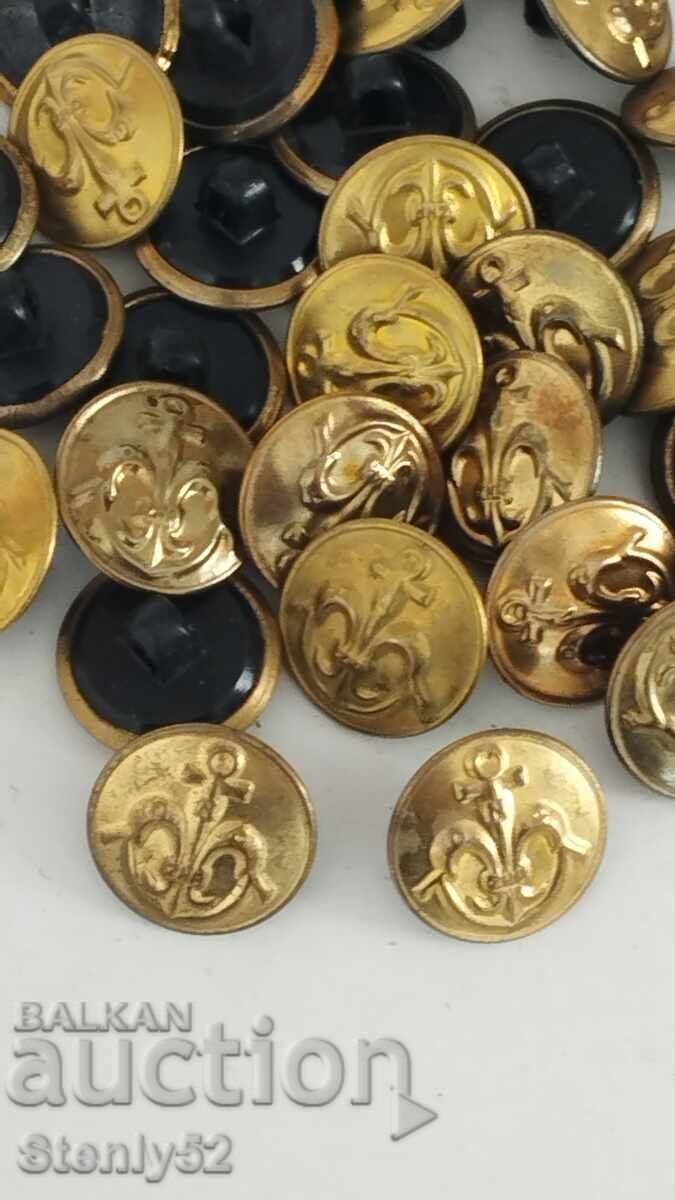 Lot of 57 metal yellow uniform buttons with price 34.00 BGN | € 17.38 Lot of 57 metal yellow uniform buttons with price 34.00 BGN | € 17.38
