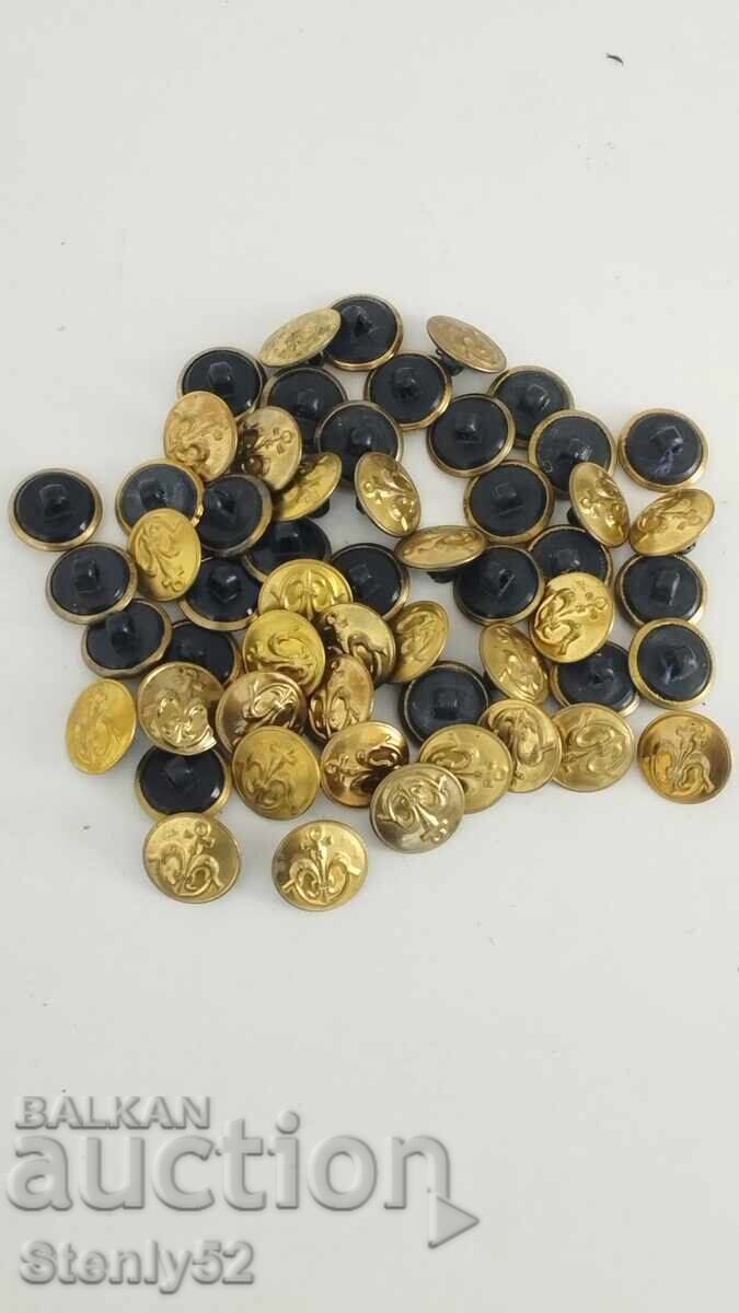 Auction Lot of 57 metal yellow uniform buttons Auction Lot of 57 metal yellow uniform buttons