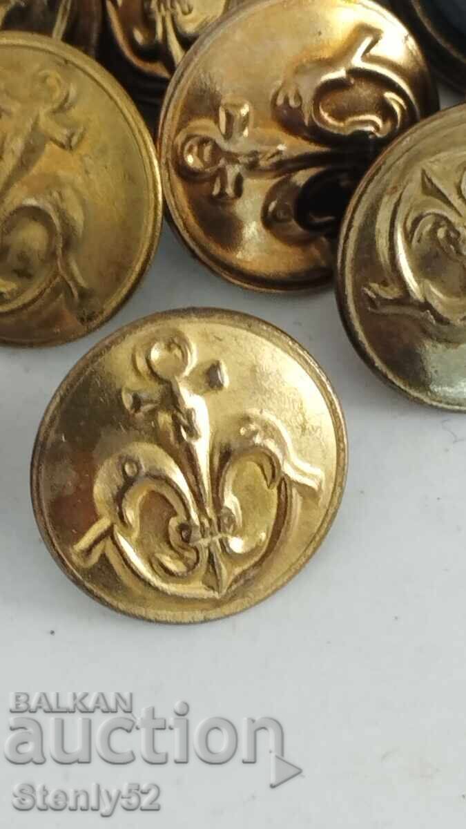 Lot of 57 metal yellow uniform buttons Lot of 57 metal yellow uniform buttons