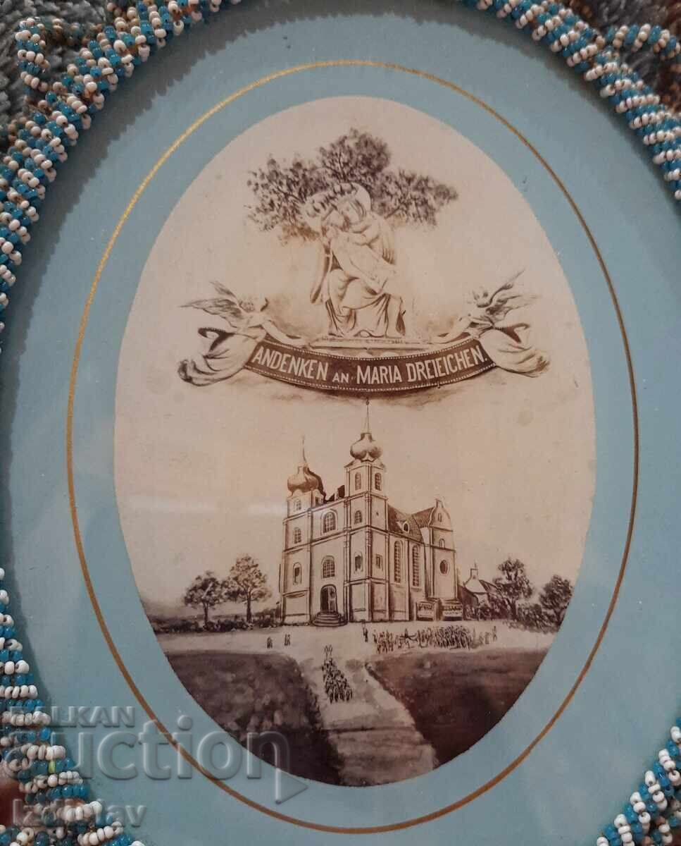 Austrian religious frame with beads - 5