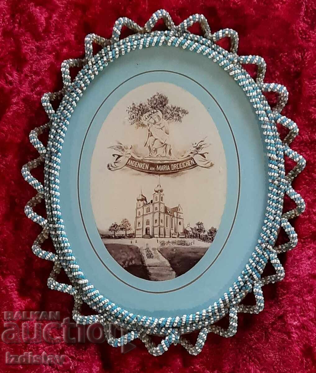 Austrian religious frame with beads