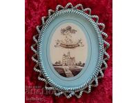 Austrian religious frame with beads