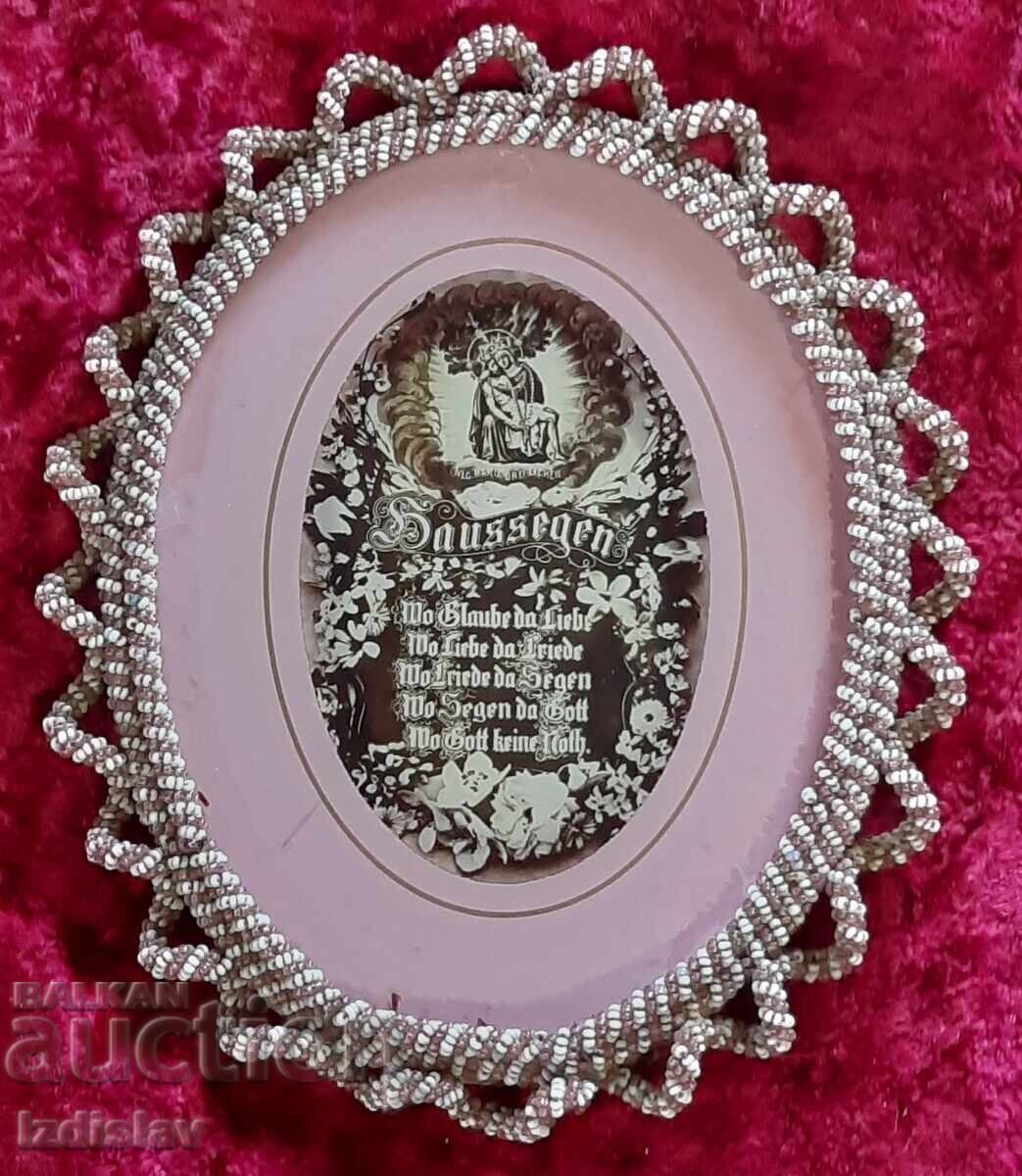 Austrian religious frame with beads Austrian religious frame with beads