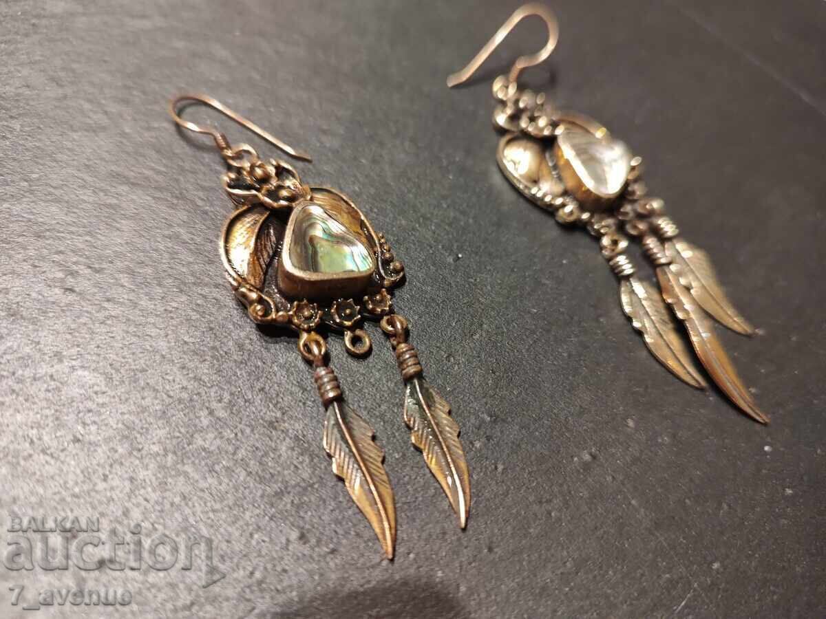Earrings - interesting, long, handmade, bronze 22.03.25 with price 199.00 BGN | € 101.75 Earrings - interesting, long, handmade, bronze 22.03.25 with price 199.00 BGN | € 101.75
