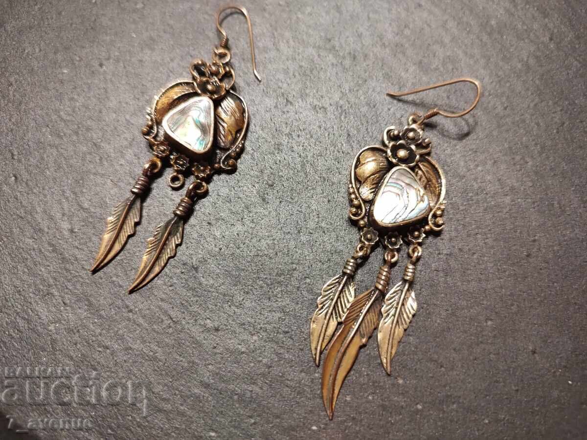 Auction Earrings - interesting, long, handmade, bronze 22.03.25 Auction Earrings - interesting, long, handmade, bronze 22.03.25