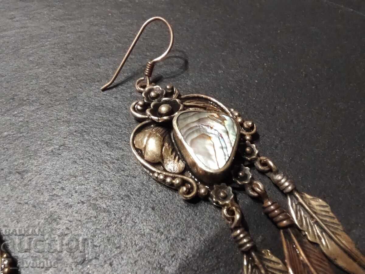 Earrings - interesting, long, handmade, bronze 22.03.25 - 5 Earrings - interesting, long, handmade, bronze 22.03.25 - 5