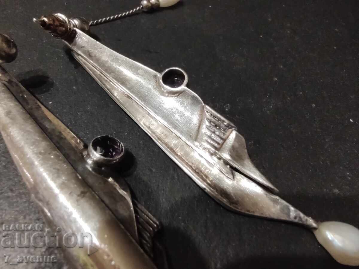 Earrings - interesting, long, handmade, silver 22.03.25 - 5 Earrings - interesting, long, handmade, silver 22.03.25 - 5