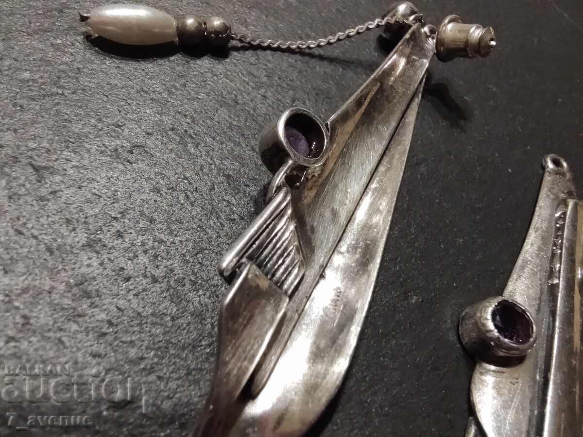 Earrings - interesting, long, handmade, silver 22.03.25 - 7 Earrings - interesting, long, handmade, silver 22.03.25 - 7