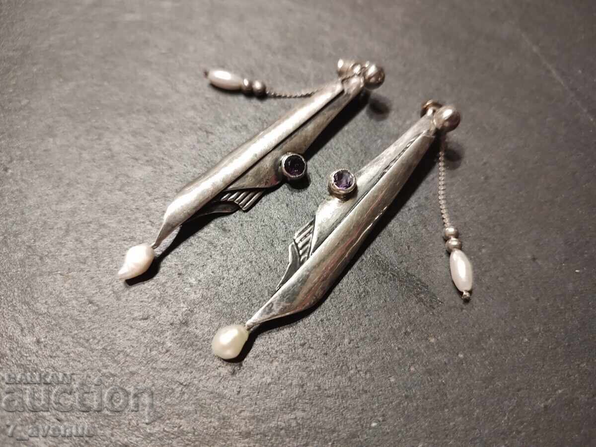 Cercei - interesanți, lungi, lucrați manual, argint 22.03.25 Cercei - interesanți, lungi, lucrați manual, argint 22.03.25