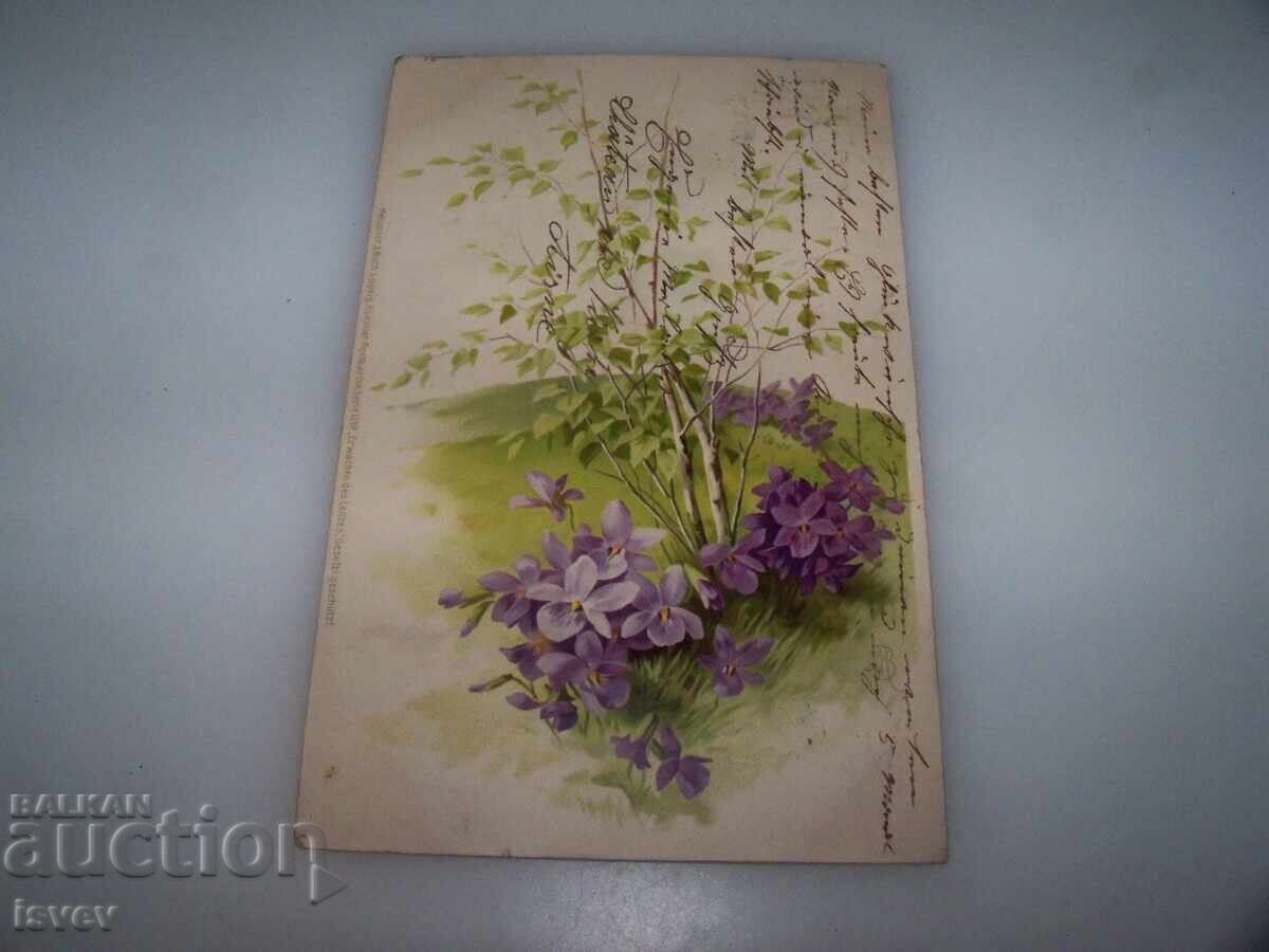 Όμορφη αυστριακή καρτ ποστάλ λουλούδια, 1903 Όμορφη αυστριακή καρτ ποστάλ λουλούδια, 1903