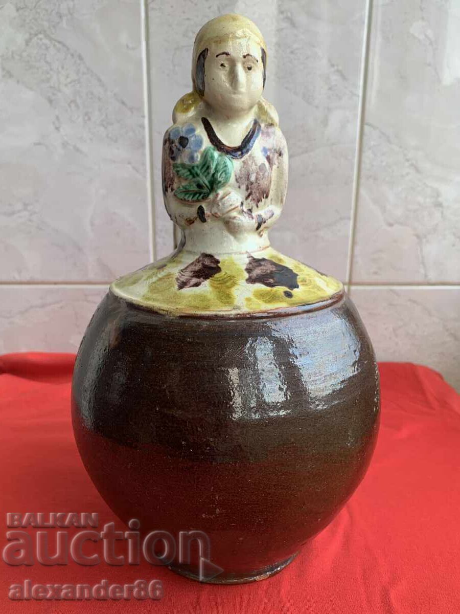 Auction Old wedding jug, girl with flower Auction Old wedding jug, girl with flower