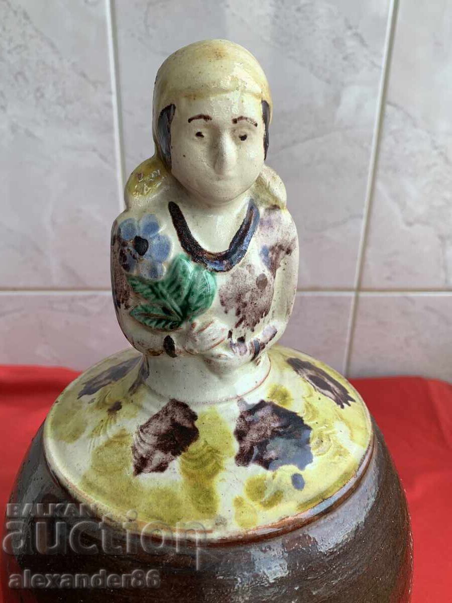 Old wedding jug, girl with flower Old wedding jug, girl with flower