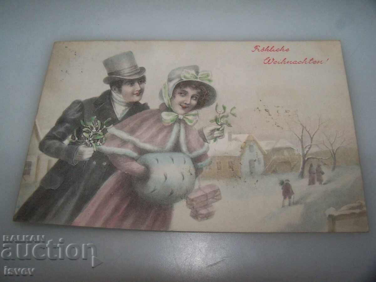 Auction Old Austrian Romantic Postcard, 1908 Auction Old Austrian Romantic Postcard, 1908