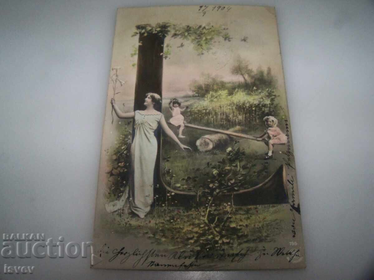 Δημοπρασία Παλιά αυστριακή ρομαντική καρτ ποστάλ, 1904 Δημοπρασία Παλιά αυστριακή ρομαντική καρτ ποστάλ, 1904
