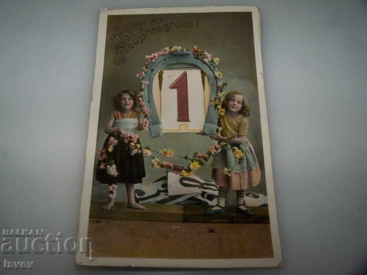 Old Austrian New Year's Postcard