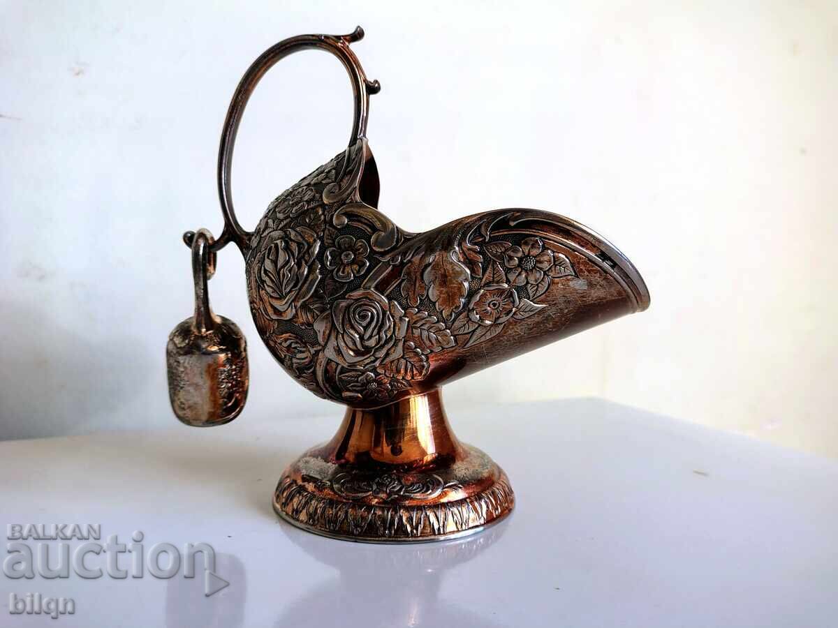 Auction Uniquely Beautiful Silver-Plated Japanese Sugar Bowl Auction Uniquely Beautiful Silver-Plated Japanese Sugar Bowl