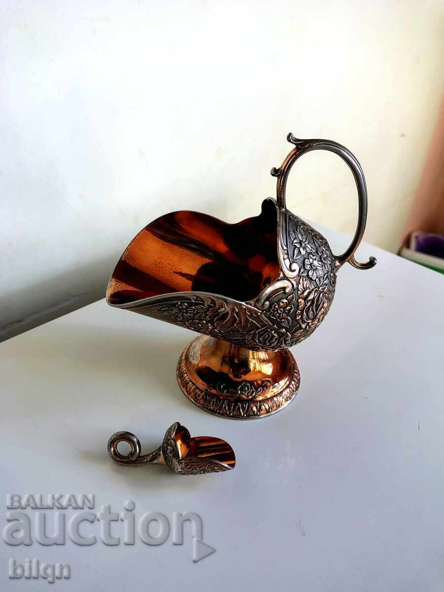 Uniquely Beautiful Silver-Plated Japanese Sugar Bowl - 5 Uniquely Beautiful Silver-Plated Japanese Sugar Bowl - 5