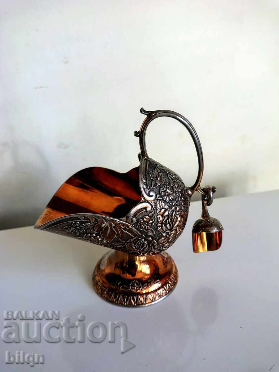 Uniquely Beautiful Silver-Plated Japanese Sugar Bowl Uniquely Beautiful Silver-Plated Japanese Sugar Bowl