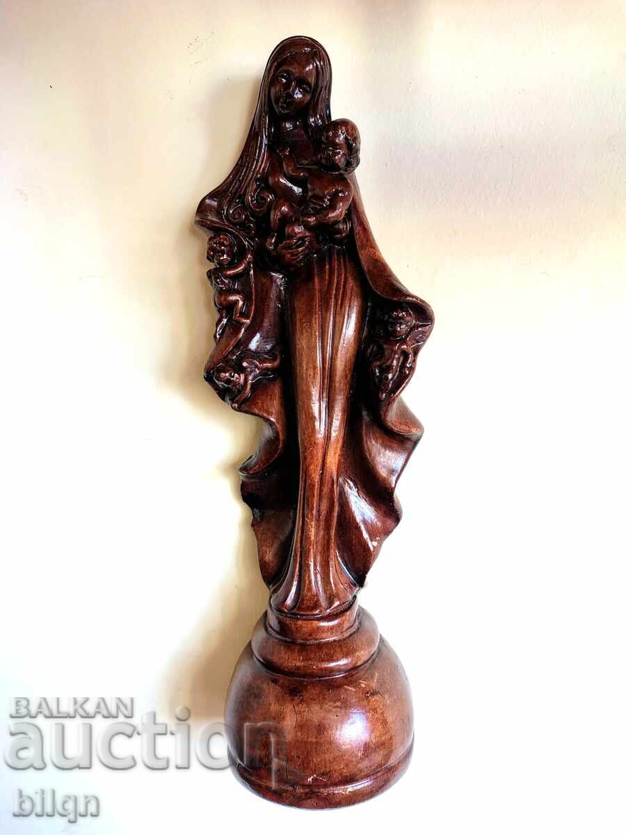Beautiful Old Wooden Statuette - Mother With Children - 6