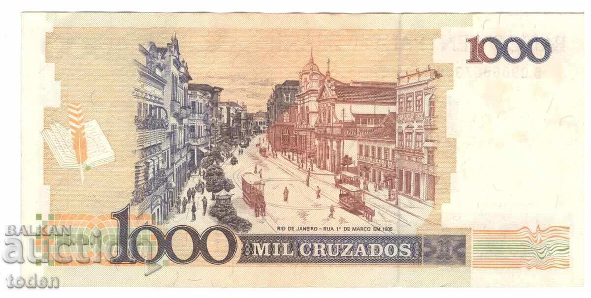 Brazil - 1 New Cruzado - 1989 - P# 216c - Overprinted - Paper with price € 1.50 | 2.93 BGN