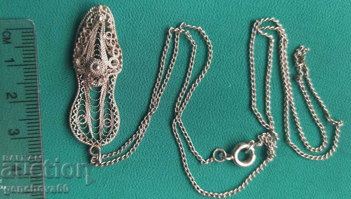 Antique silver filigree brooch and necklace, slippers with price 70.00 BGN | € 35.79 Antique silver filigree brooch and necklace, slippers with price 70.00 BGN | € 35.79