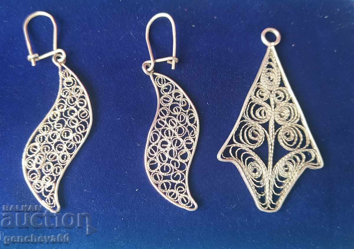 Vintage earrings and pendant-filigree, silver 925 Vintage earrings and pendant-filigree, silver 925