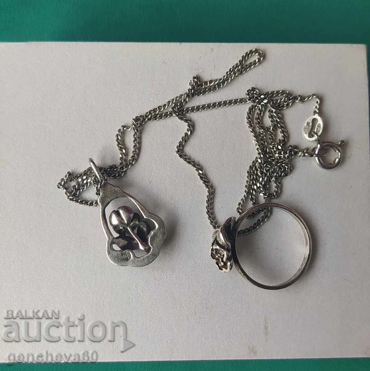 Delivery of Revival silver ring and necklace "Rose"/marking 900