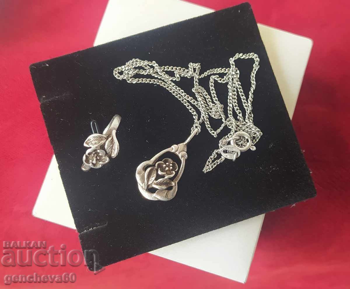 Revival silver ring and necklace "Rose"/marking 900 - 5