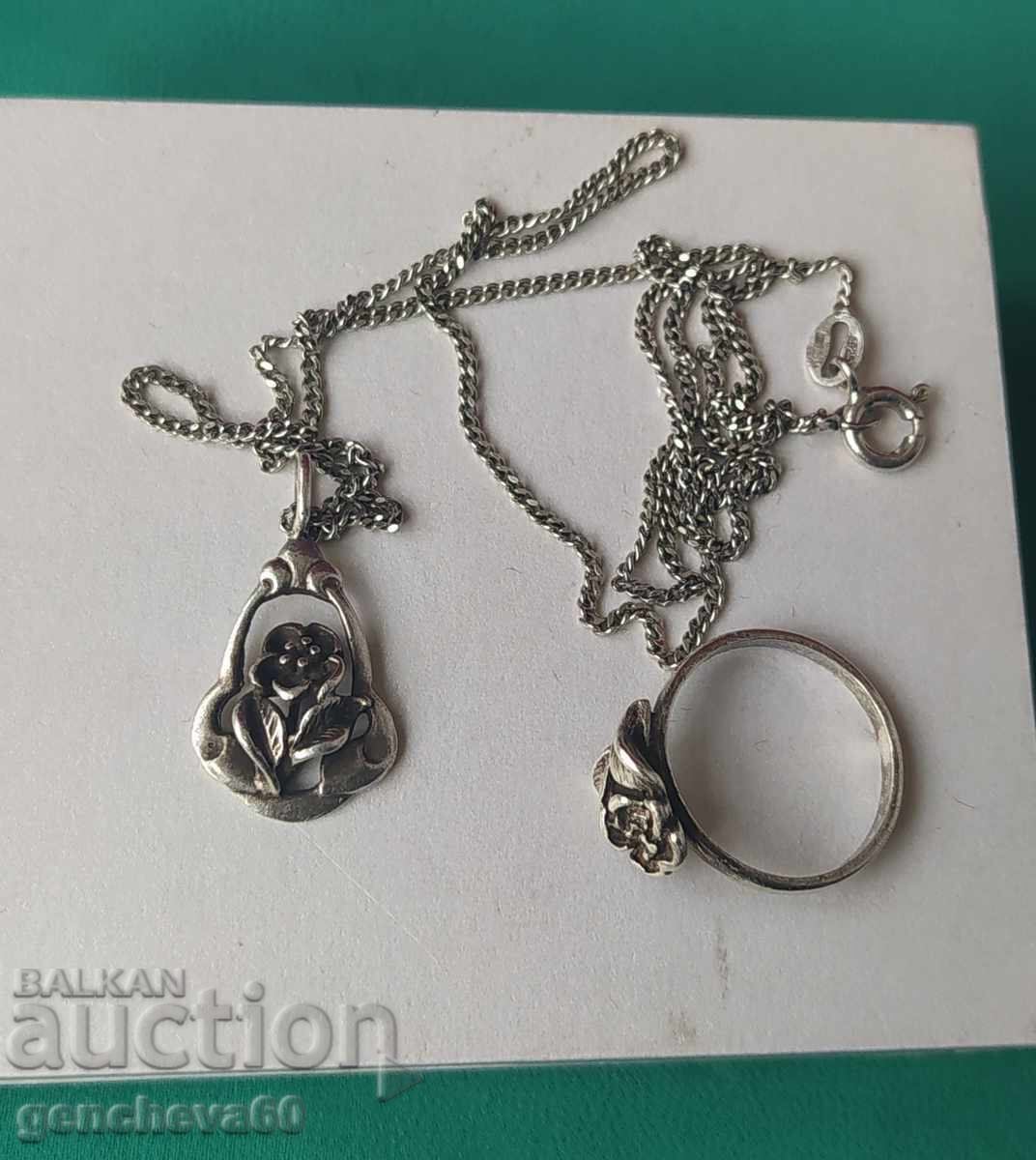 Revival silver ring and necklace "Rose"/marking 900 - 6