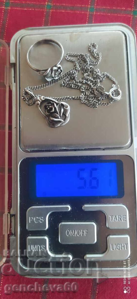 Revival silver ring and necklace "Rose"/marking 900 - 7