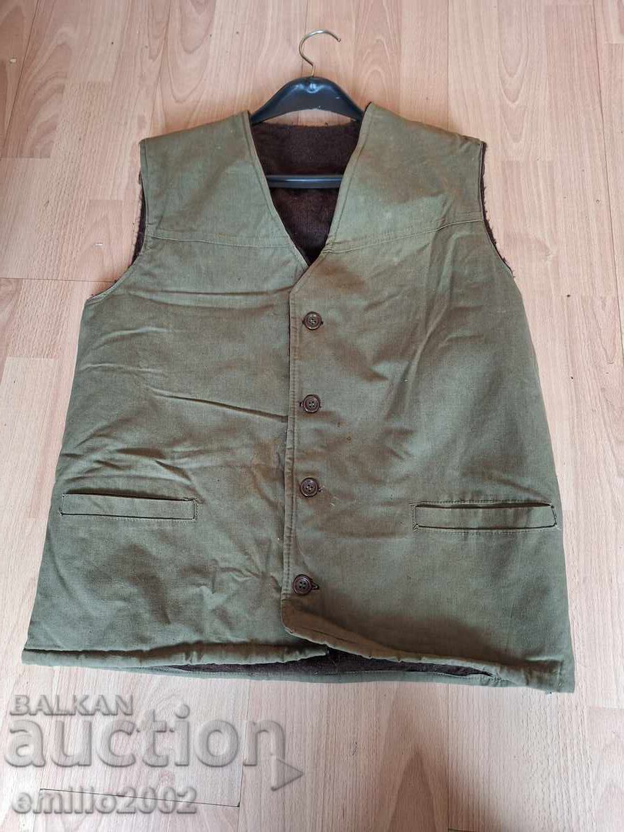 Military work vest with wool lining