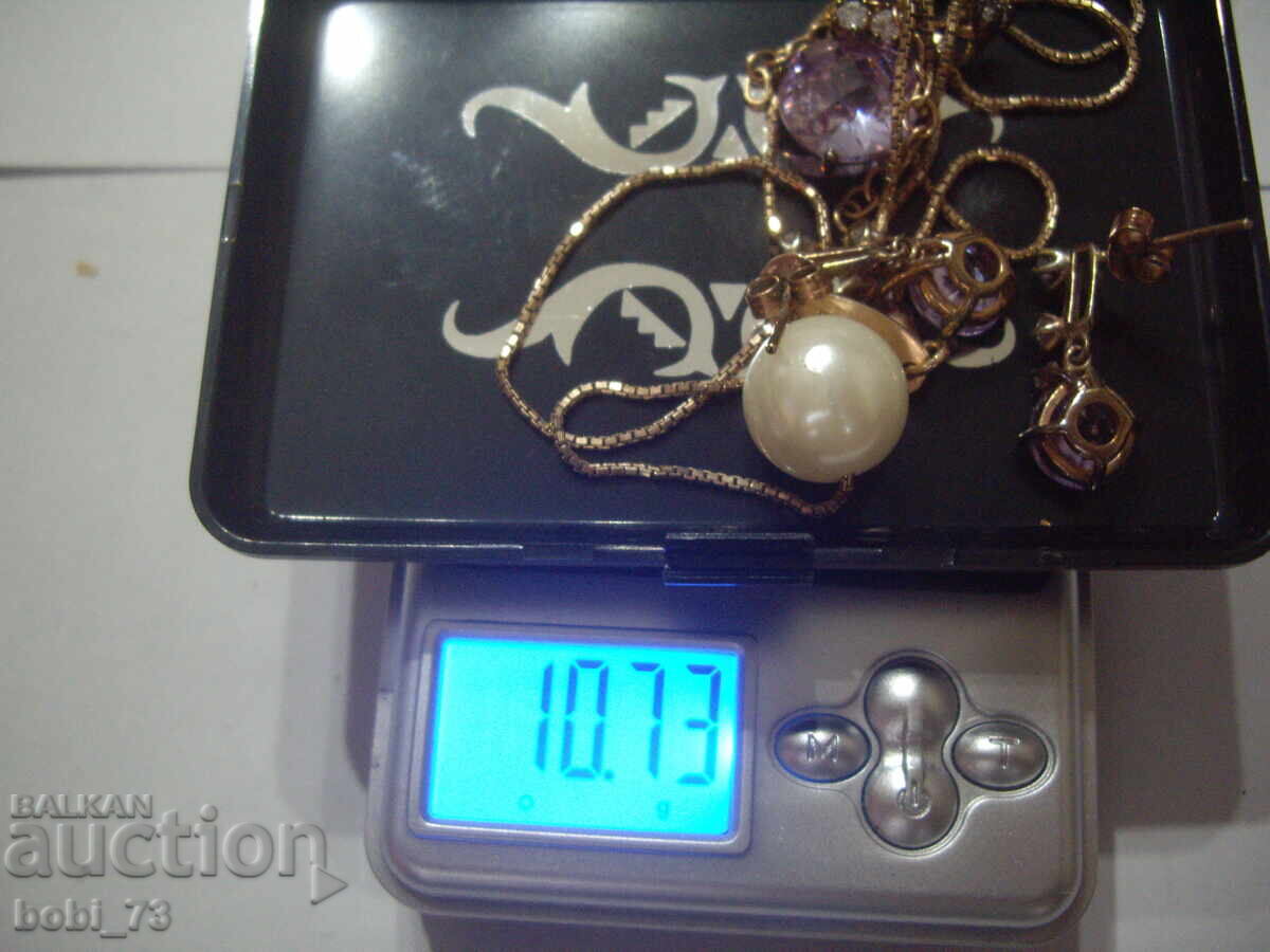 Set of gold-plated silver necklace with earrings - 7 Set of gold-plated silver necklace with earrings - 7