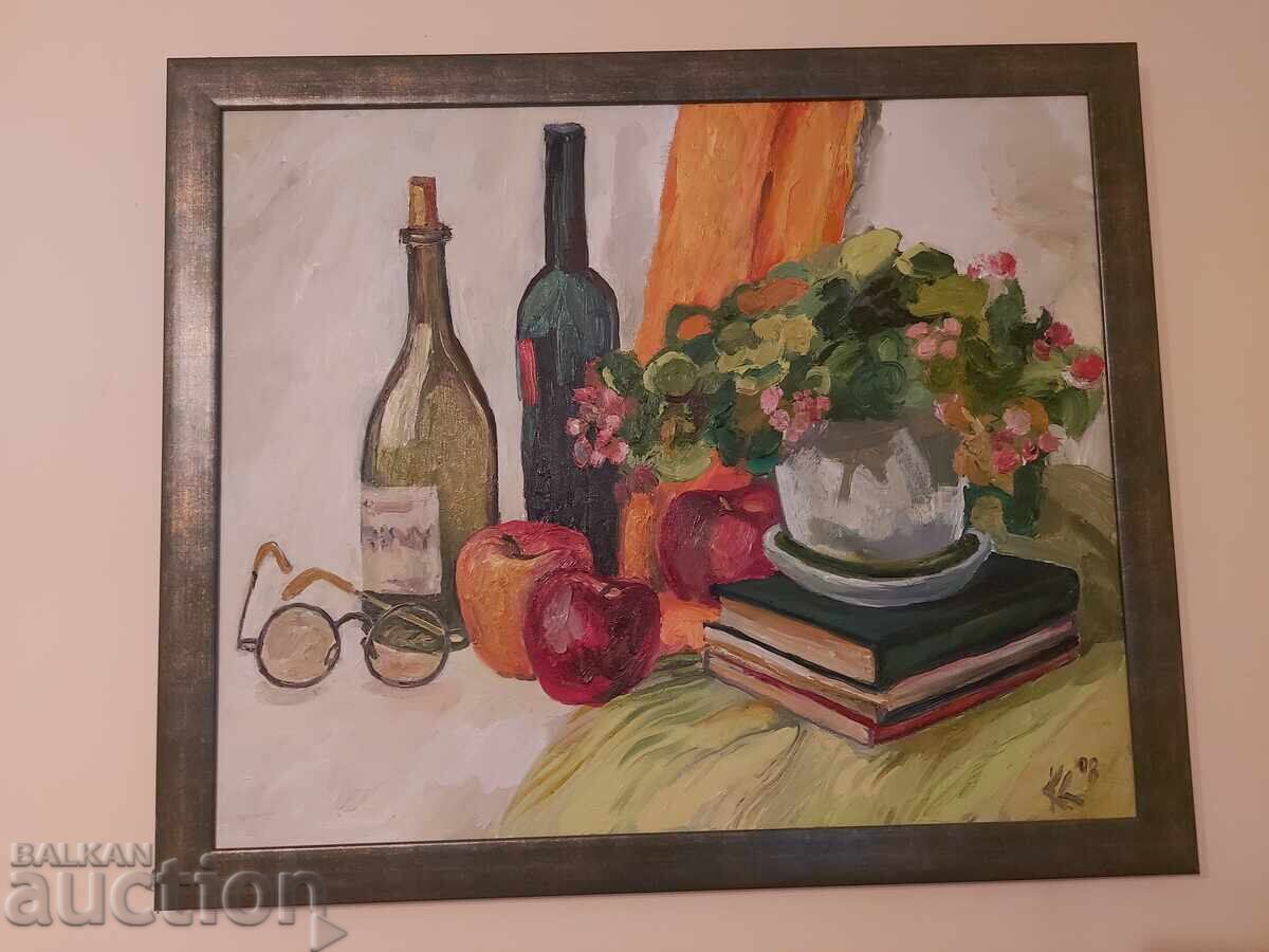 Tablou în ulei de mari dimensiuni, natură statică 81/68 cm Tablou în ulei de mari dimensiuni, natură statică 81/68 cm