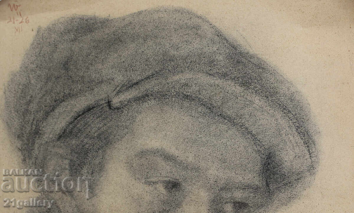 Livrarea Desen vechi în creion, portret de băiat, semnat Livrarea Desen vechi în creion, portret de băiat, semnat