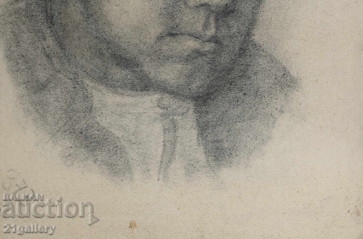 Desen vechi în creion, portret de băiat, semnat - 6 Desen vechi în creion, portret de băiat, semnat - 6