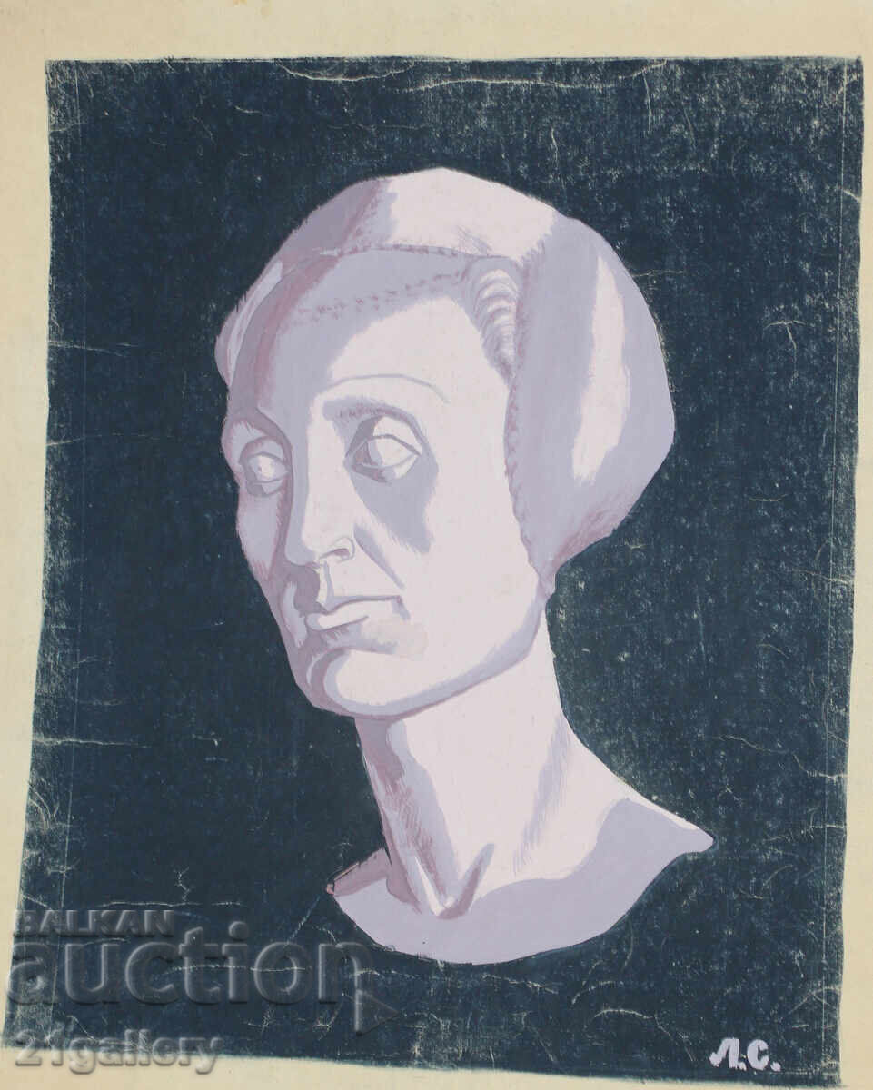 Auction Old tempera painting, portrait, signed Auction Old tempera painting, portrait, signed