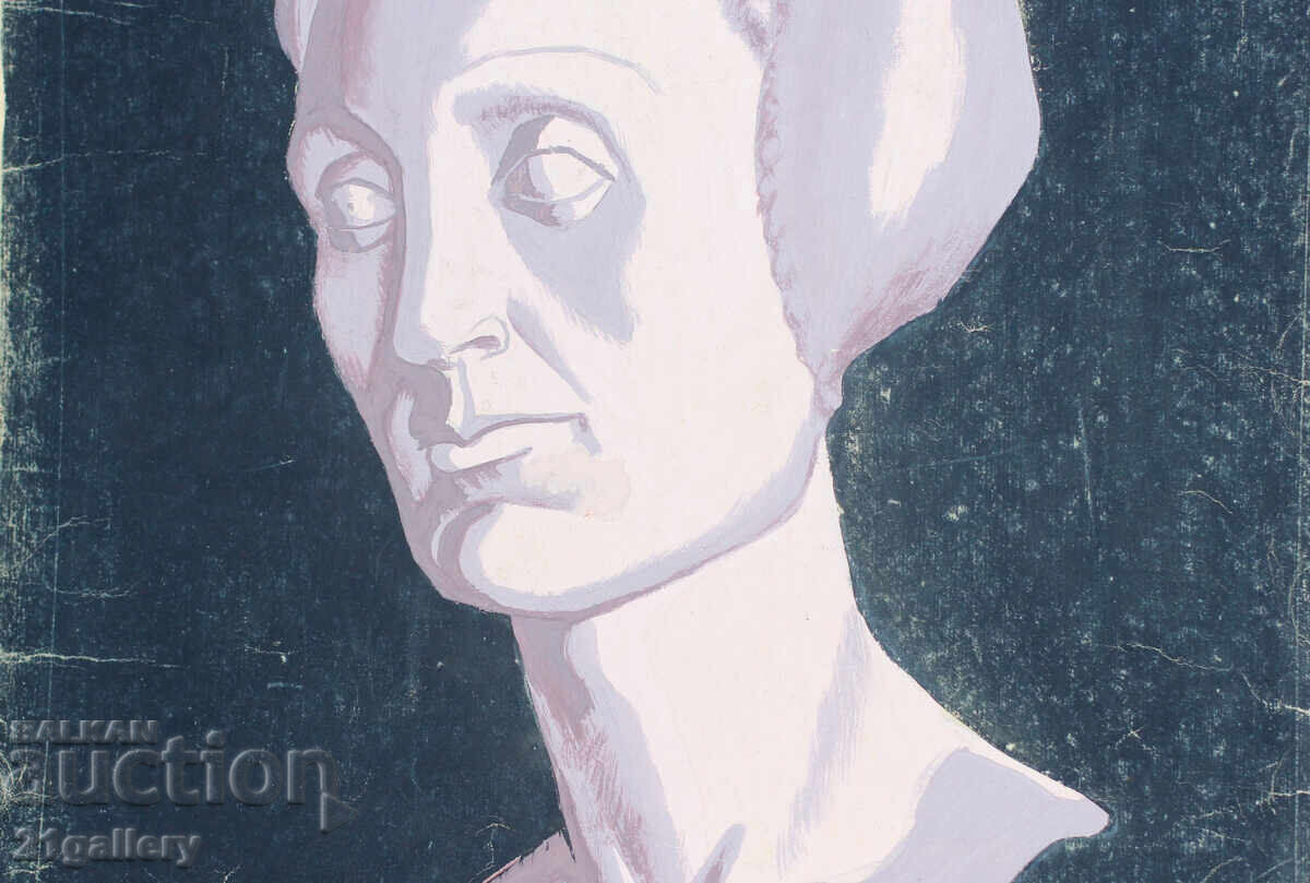 Old tempera painting, portrait, signed - 6 Old tempera painting, portrait, signed - 6