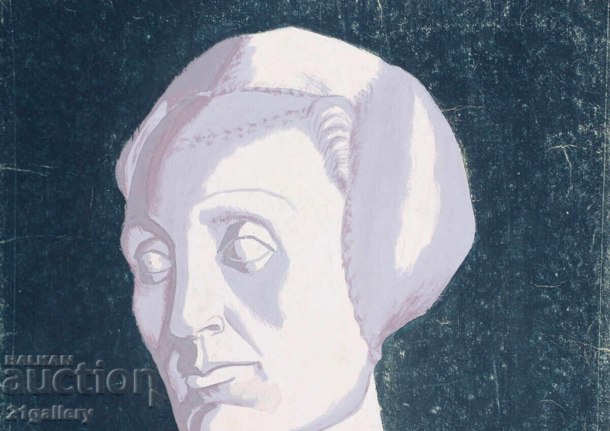 Old tempera painting, portrait, signed - 7 Old tempera painting, portrait, signed - 7