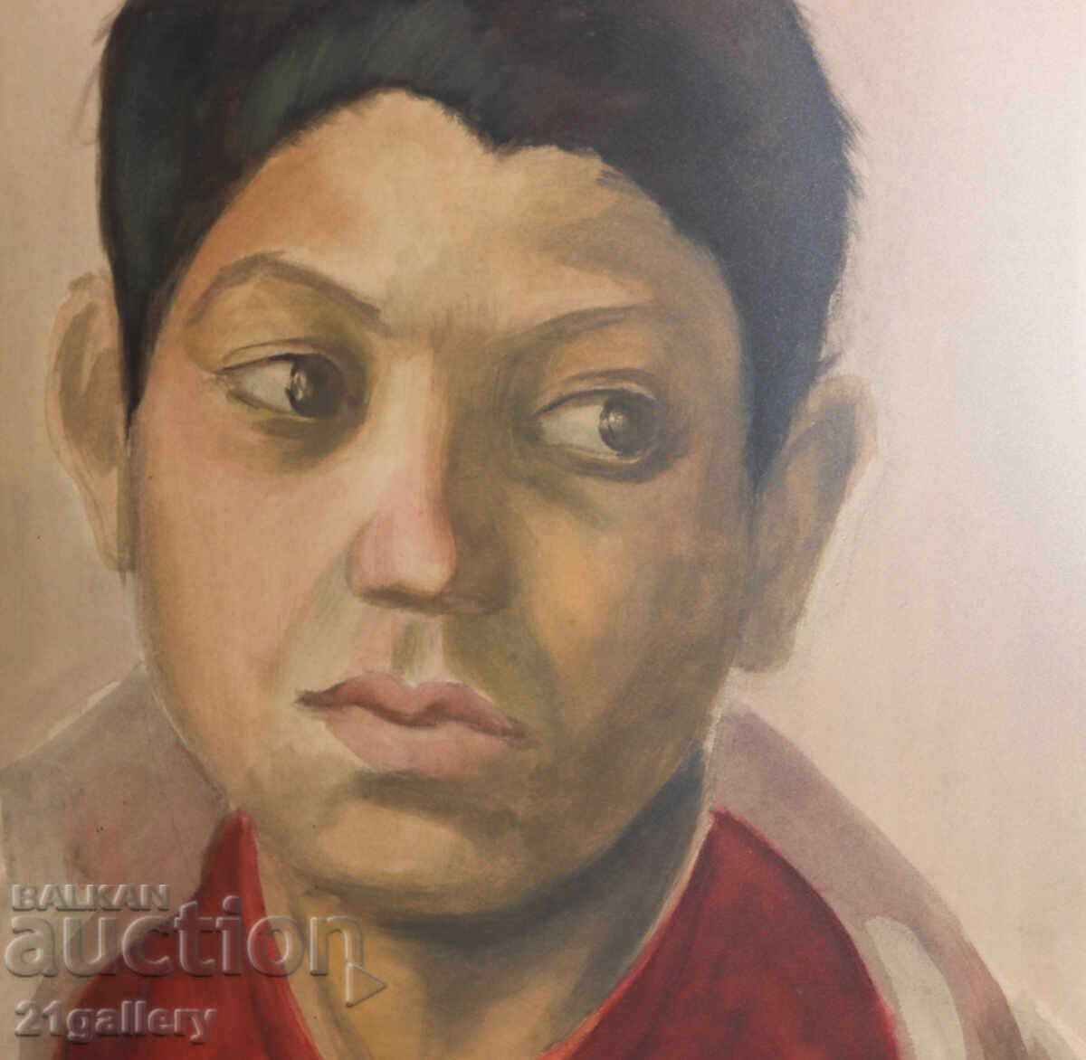 Delivery of Old watercolor painting, portrait of a boy, signed Delivery of Old watercolor painting, portrait of a boy, signed