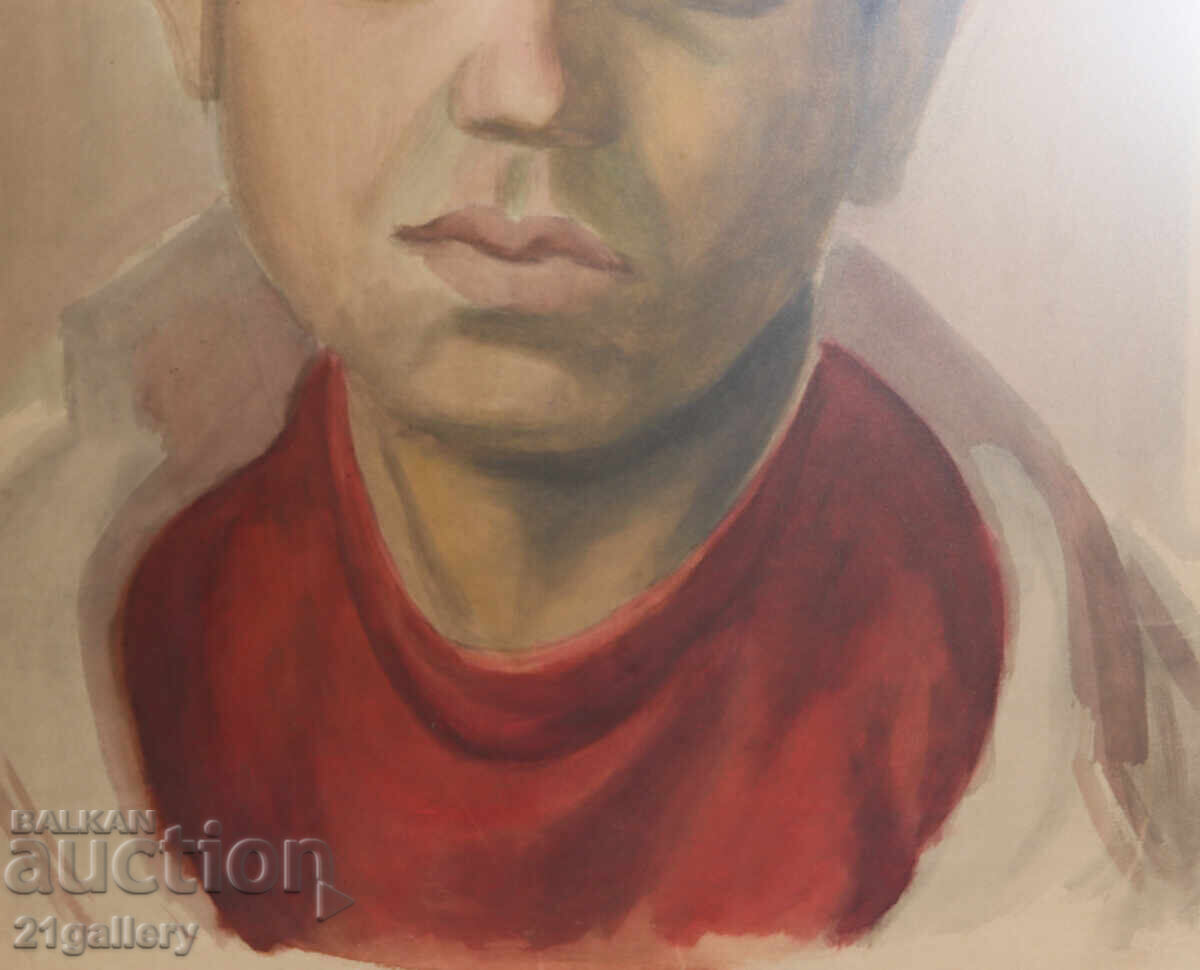 Old watercolor painting, portrait of a boy, signed - 5 Old watercolor painting, portrait of a boy, signed - 5