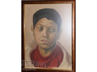 Old watercolor painting, portrait of a boy, signed