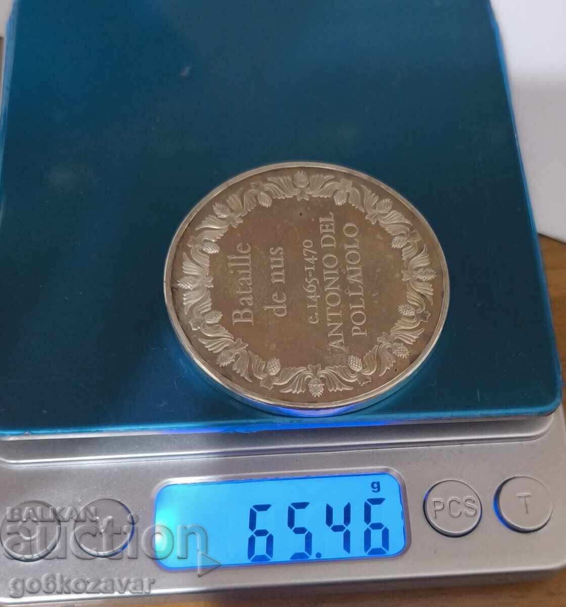 Battle of Nudes Huge Medal Plaque, Silver 0.950. Rare! - 5