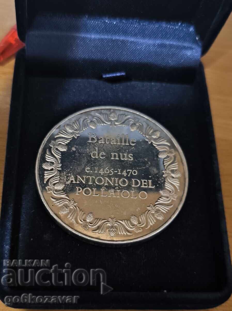 Battle of Nudes Huge Medal Plaque, Silver 0.950. Rare! - 6