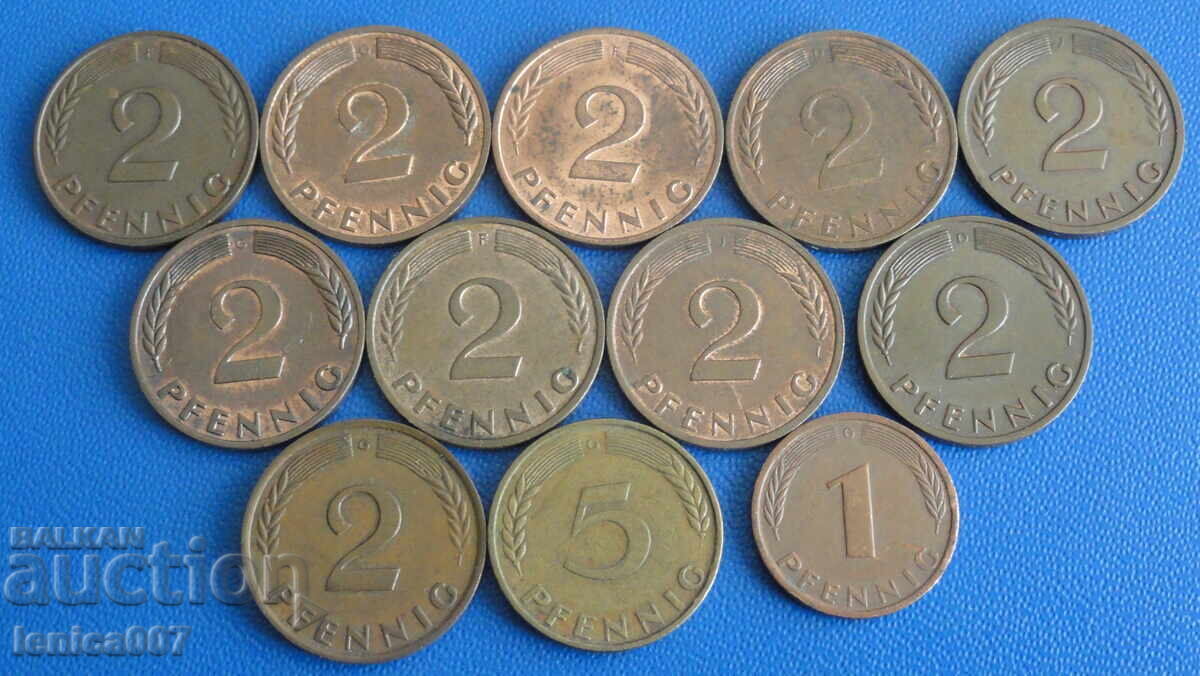Germany (FRG) - Coins (12 pieces) with price € 3.30 | 6.45 BGN Germany (FRG) - Coins (12 pieces) with price € 3.30 | 6.45 BGN