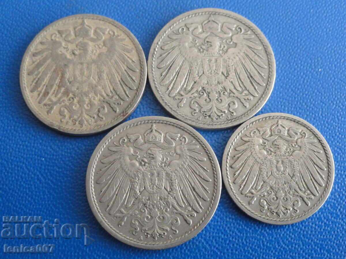 Германия 1905-1915г. - Монети (4 броя) с цена € 3.60 | 7.04 лв.