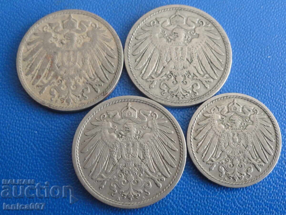 Παράδοση Γερμανία 1905-1915 - Νομίσματα (4 τεμάχια)