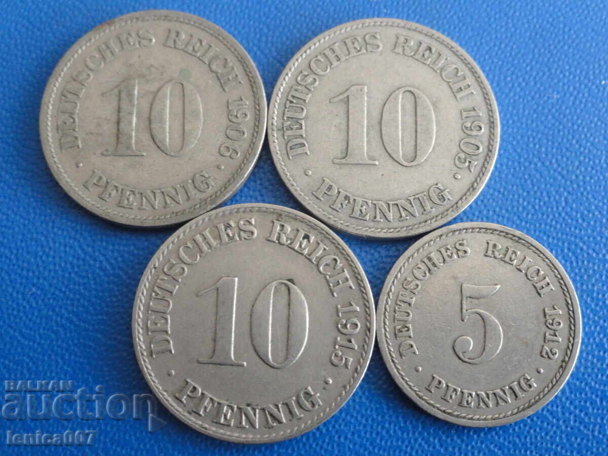 Германия 1905-1915г. - Монети (4 броя) - 5