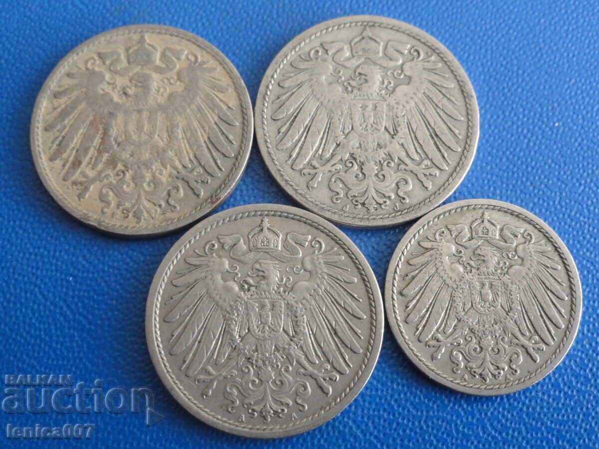 Германия 1905-1915г. - Монети (4 броя) - 6