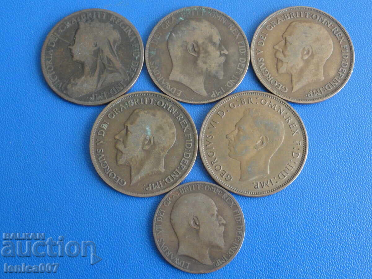 United Kingdom 1896-1947 - Coins (9 pieces) - 6 United Kingdom 1896-1947 - Coins (9 pieces) - 6